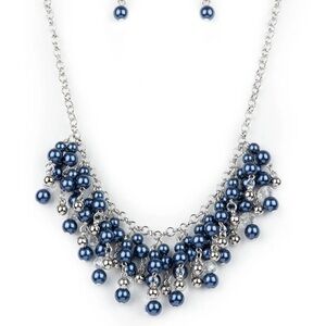 Paparazzi Champagne Dreams Shorter Blue Necklace